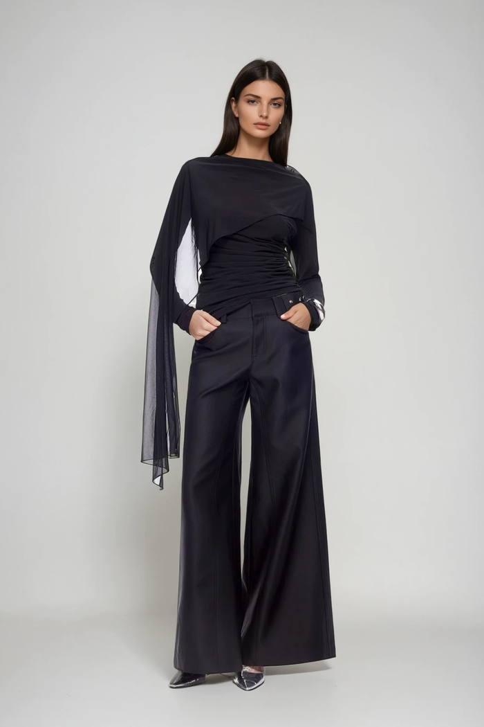 Denice Ruch Shawl Mesh Top