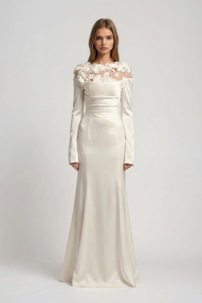 Dennis Flower Deconstruct Maxi Dress In Apricot
