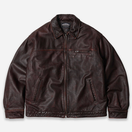 DESTROYED LEATHER JACKET -  BROWN