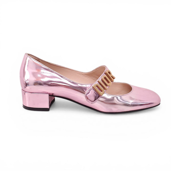 DIOR METALLIC PINK KITTEN HEELS - SIZE 35