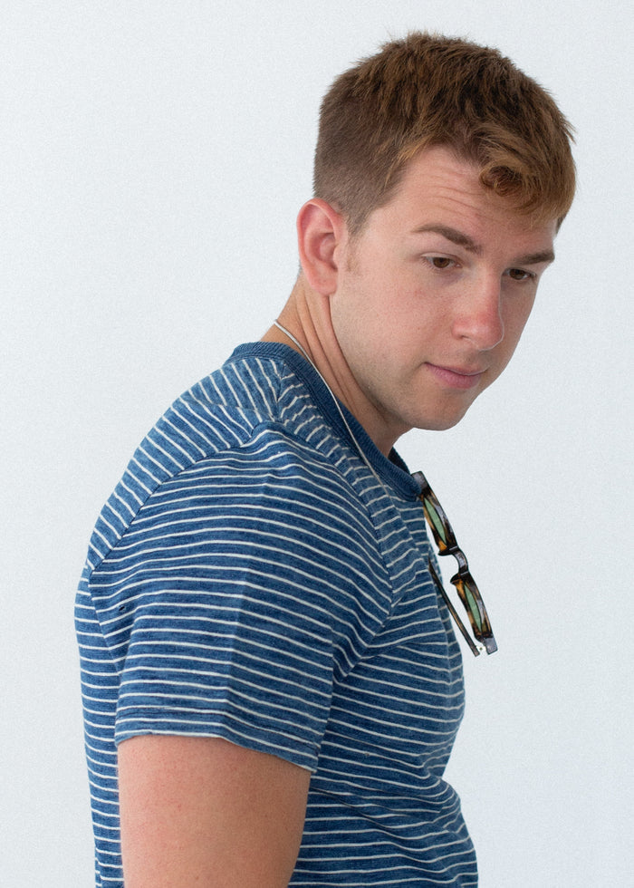 Distressed Indigo Stripe Tee