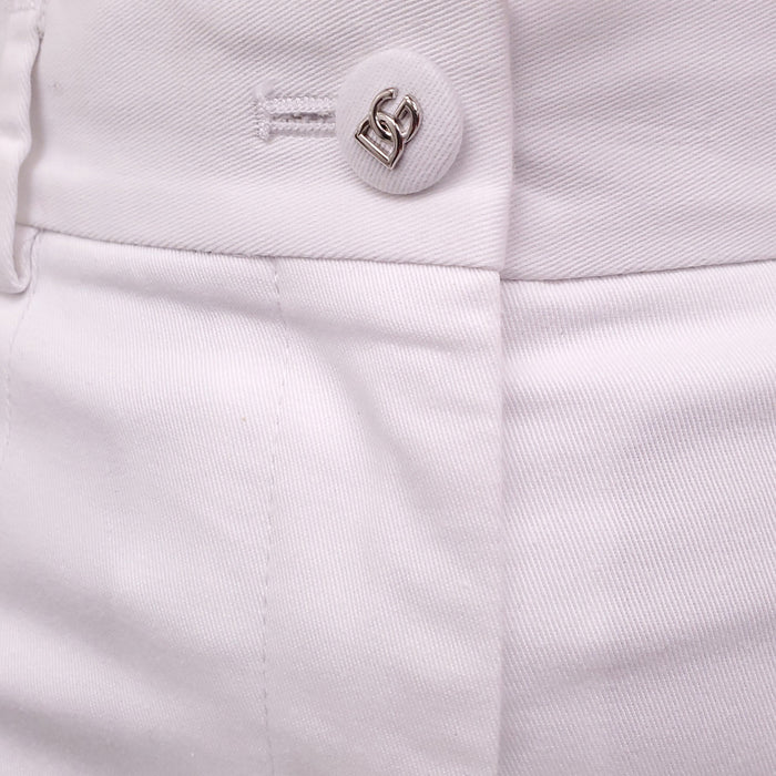 DOLCE & GABBANA WHITE TROUSERS WITH DG LOGO BUTTONS - SIZE 38