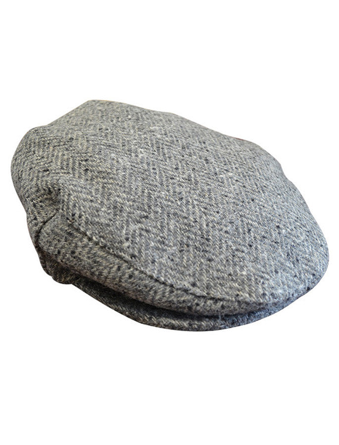 Donegal Tweed Herringbone Flat Cap - Grey #color_grey