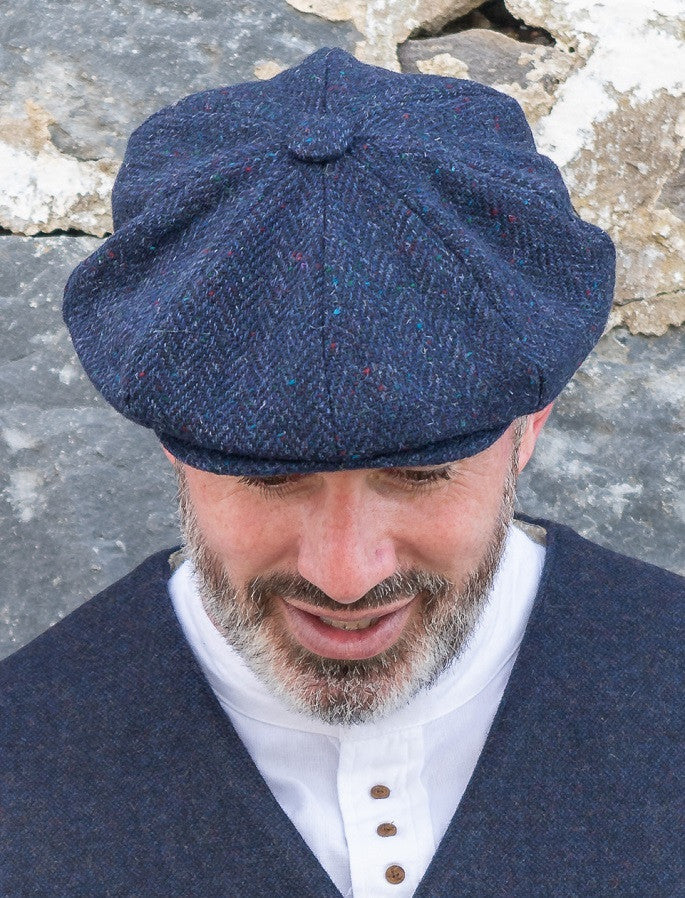 Donegal Tweed Men's Driving Cap - Navy #color_navy
