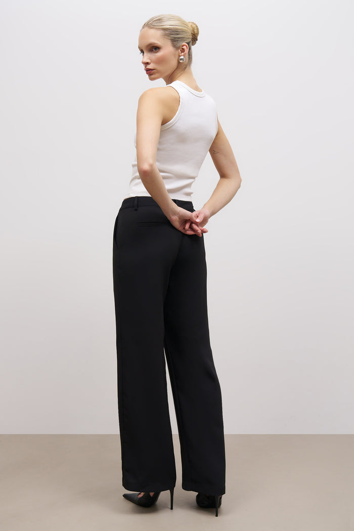 Draped Mid Rise Trousers - Black