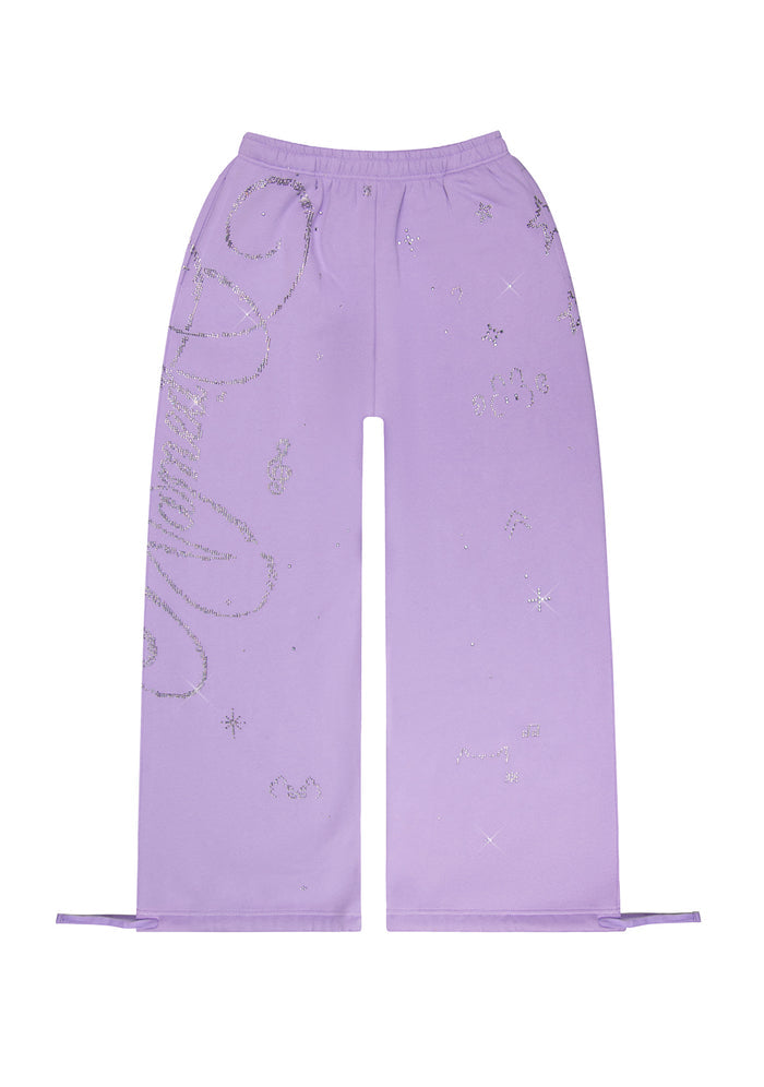 DREAMER RHINESTONE TEDDY OVERSIZED SWEATPANTS LILAC