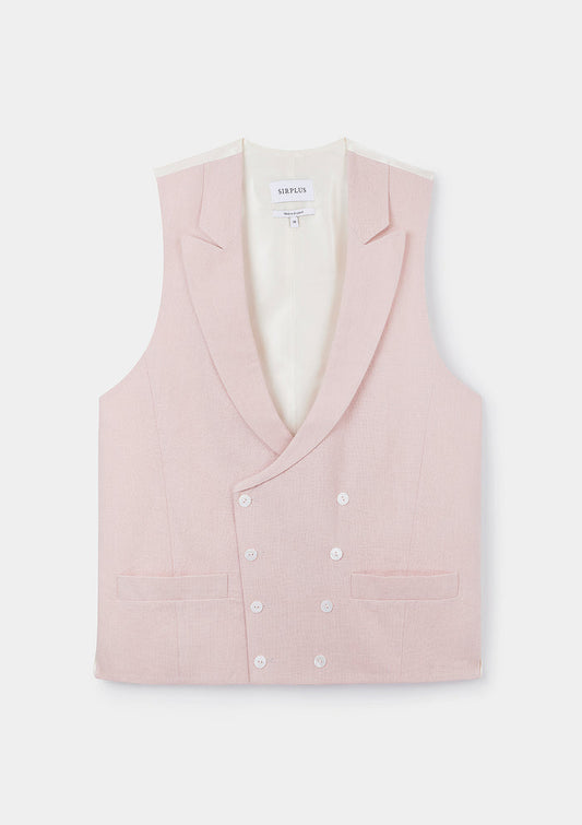Dusty Pink Peak Lapel Double-Breasted Waistcoat, Double Breasted Waistcoat - SIRPLUS
