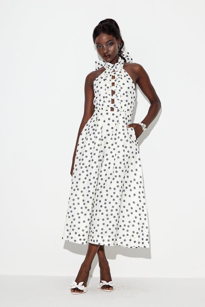 Eadwig Bow Dot Maxi Dress