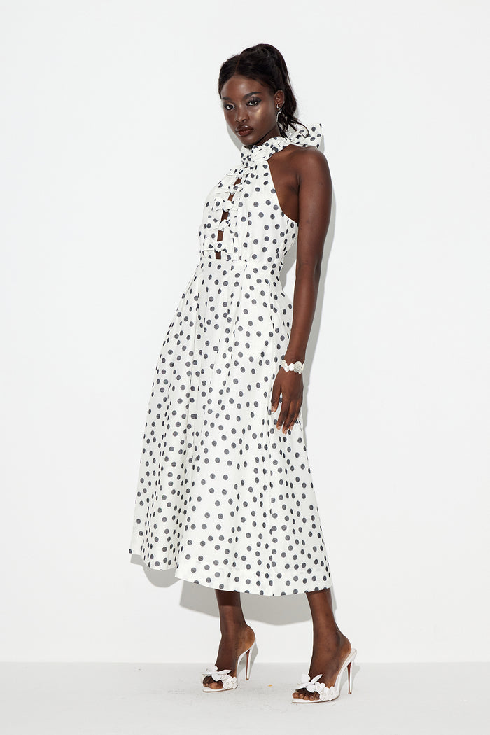 Eadwig Bow Dot Maxi Dress