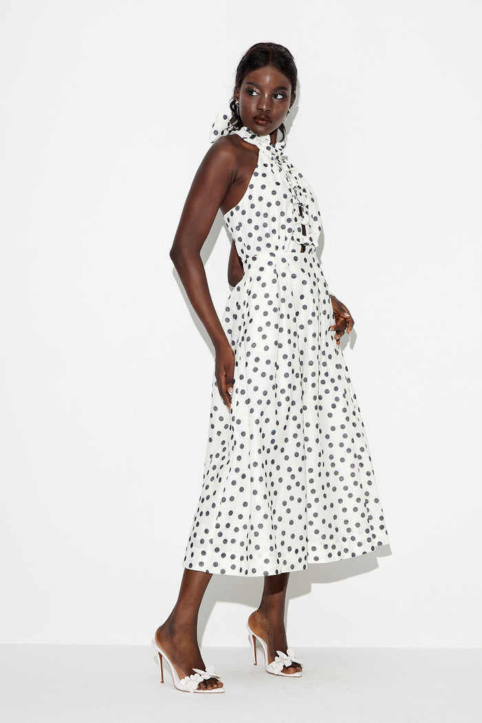 Eadwig Bow Dot Maxi Dress