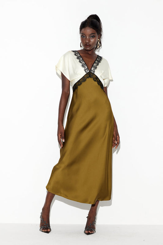 Ealdberht Lace V Neck Maxi Dress