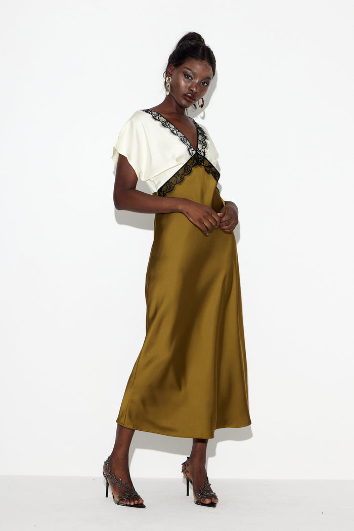 Ealdberht Lace V Neck Maxi Dress