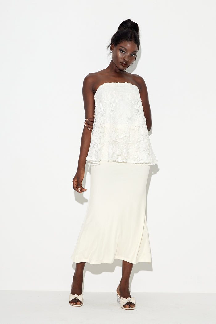 Eanraig Strapless Flower Skirt Set