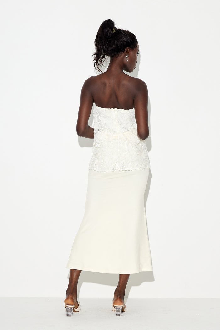 Eanraig Strapless Flower Skirt Set