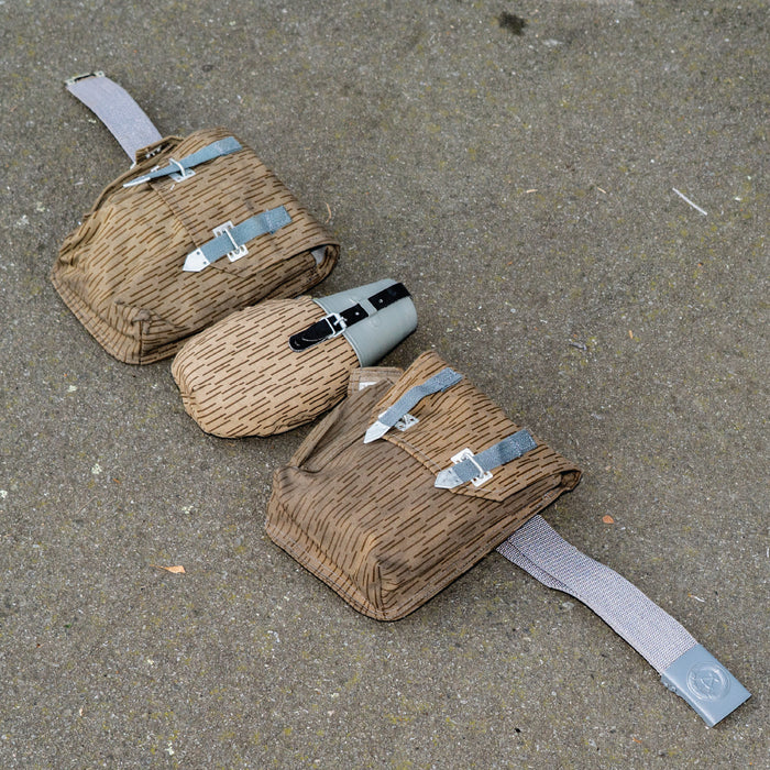 East German Rain Camo Canteen Set - East German Army Surplus - Canteens & Bottles