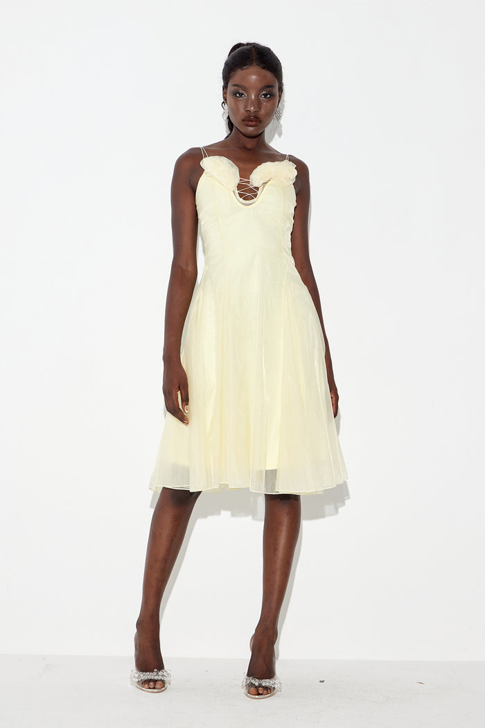 Eavan Spaghetti Flower Midi Dress