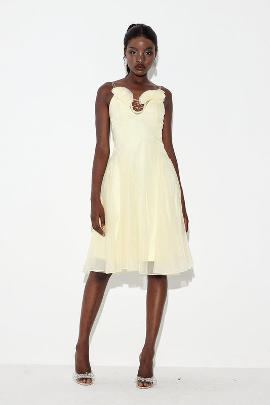 Eavan Spaghetti Flower Midi Dress