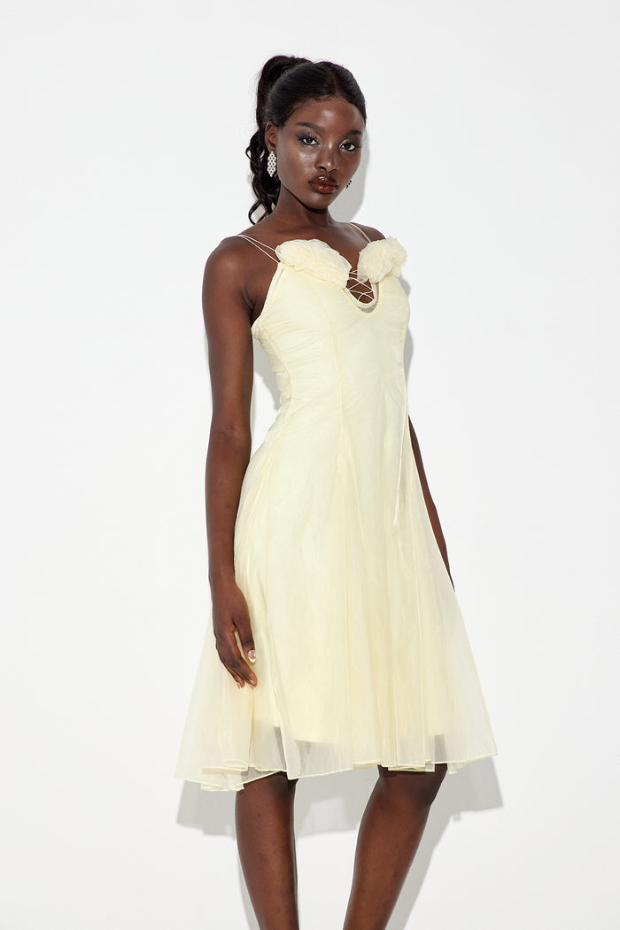 Eavan Spaghetti Flower Midi Dress
