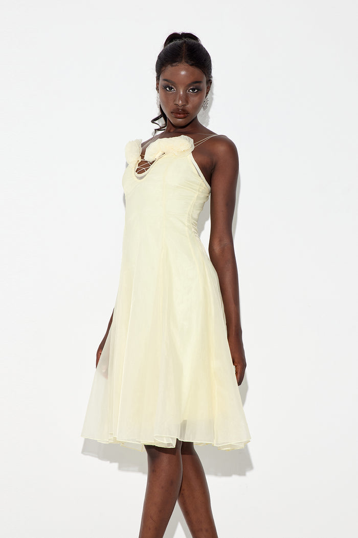 Eavan Spaghetti Flower Midi Dress