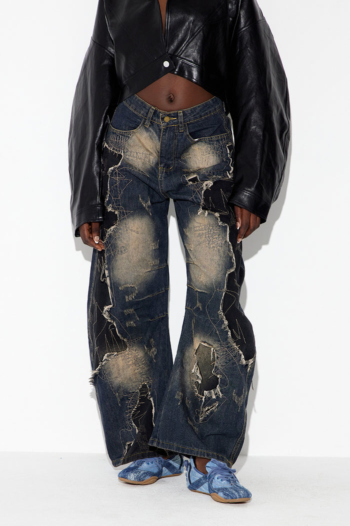Ebrar Deconstruct Ripped Jeans