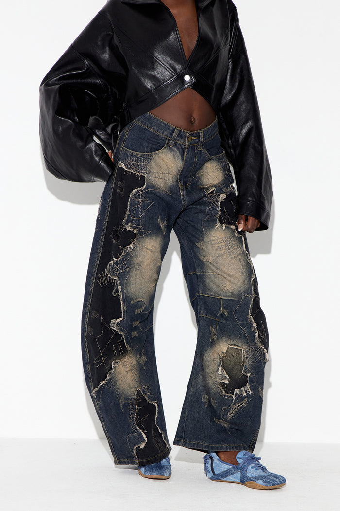 Ebrar Deconstruct Ripped Jeans