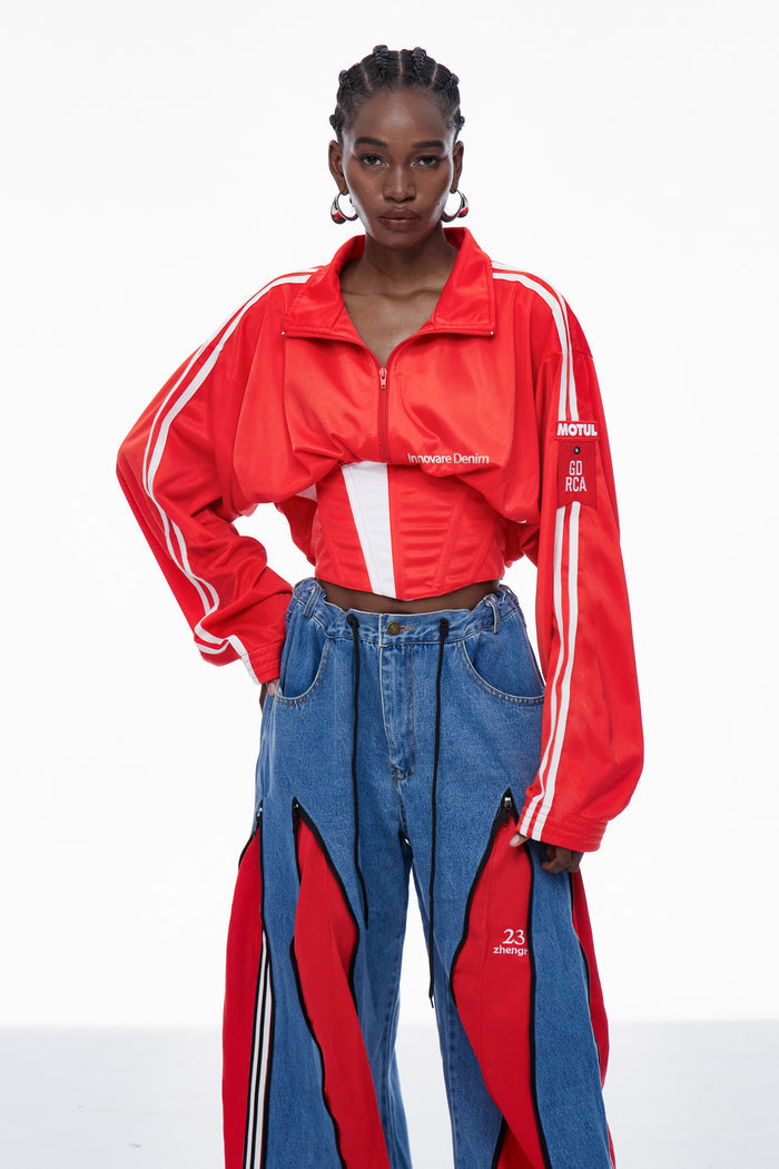 Edelgard Lace Up Corset Top In Red