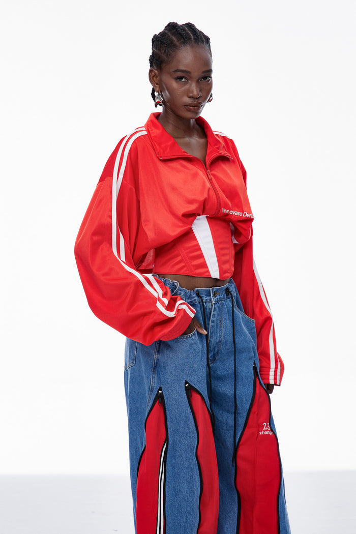 Edelgard Lace Up Corset Top In Red