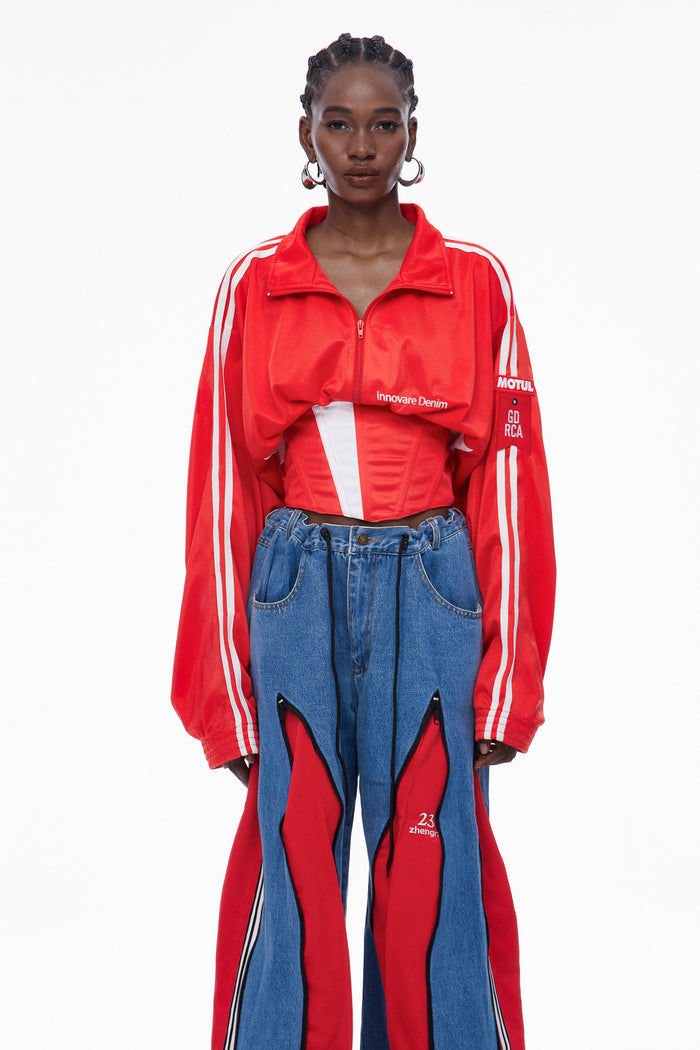 Edelgard Lace Up Corset Top In Red