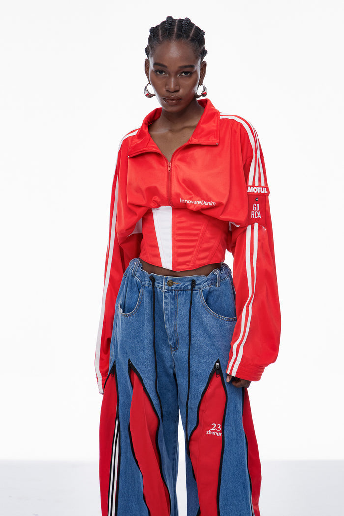 Edelgard Lace Up Corset Top In Red
