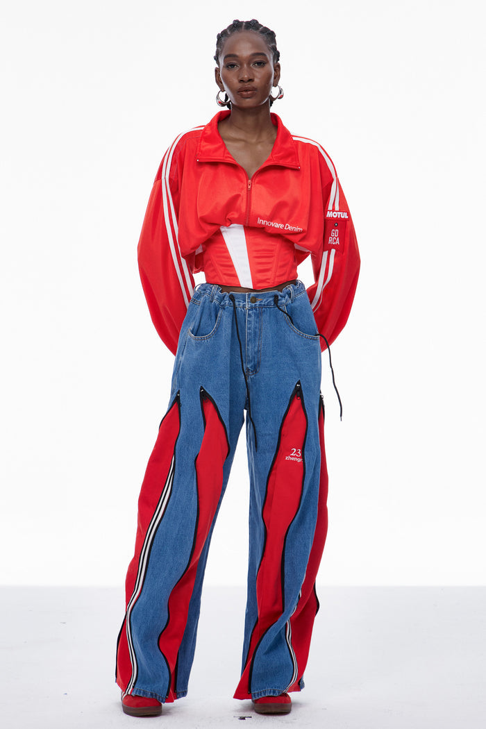 Edelgard Lace Up Corset Top In Red