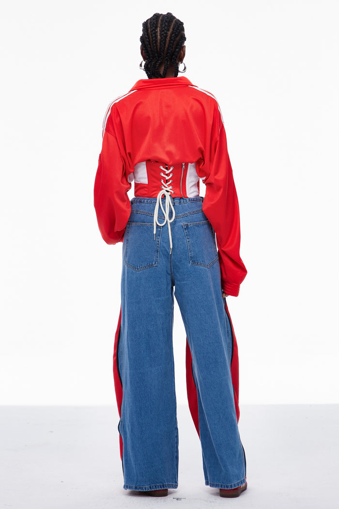 Edelgard Lace Up Corset Top In Red