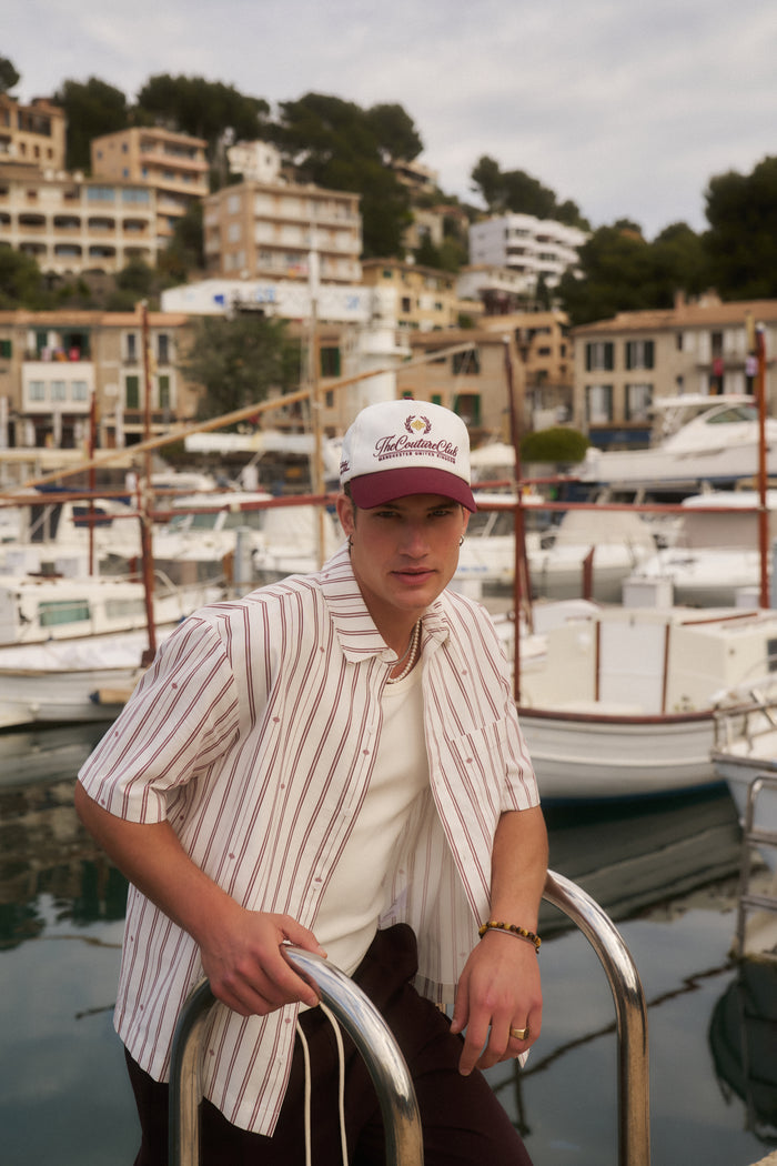 EMBLEM STRIPE SHIRT - STONE