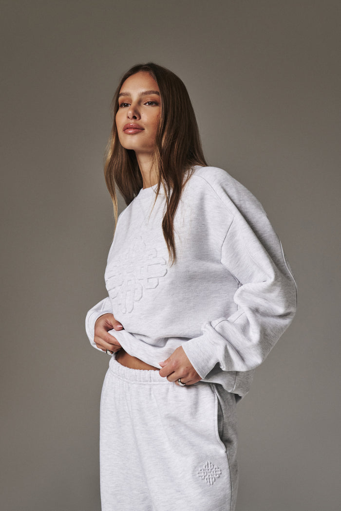 EMBOSSED SWEATSHIRT - GREY MARL