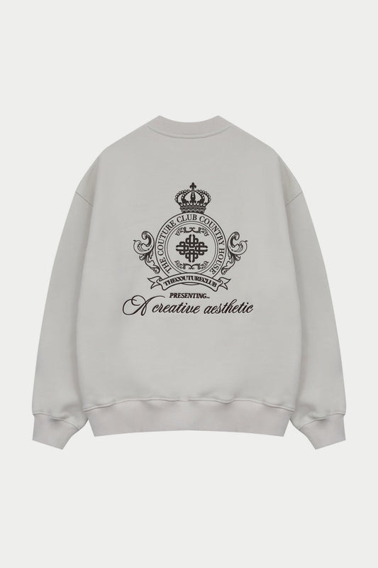 EMBROIDERED CREST OVERSIZED SWEATSHIRT - BONE