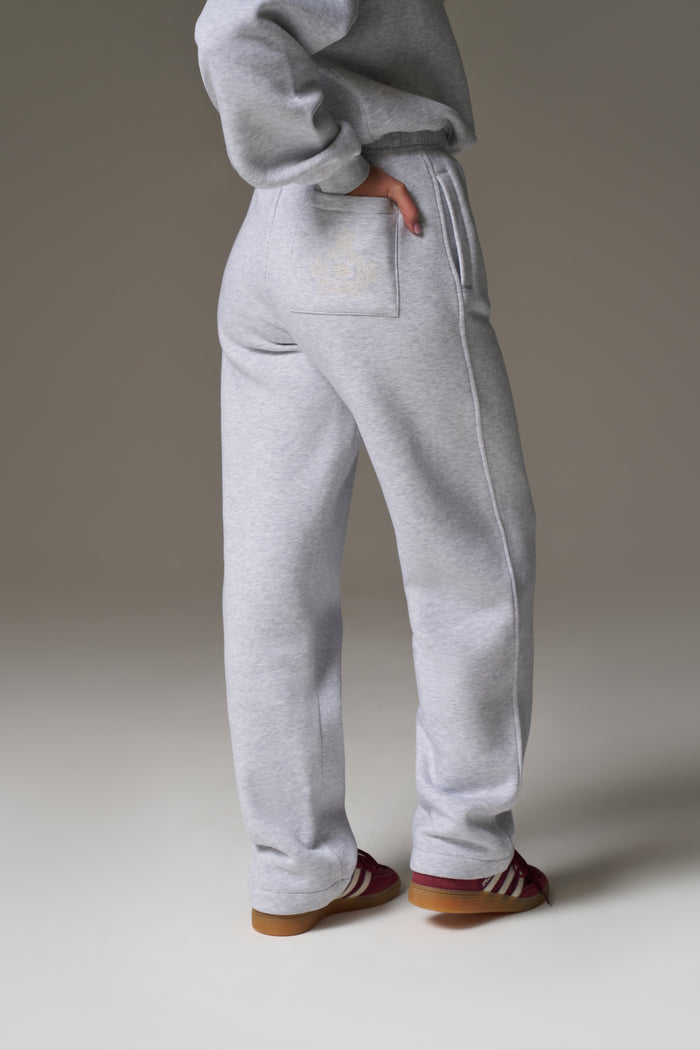 EMBROIDERED CREST RELAXED JOGGERS - GREY MARL