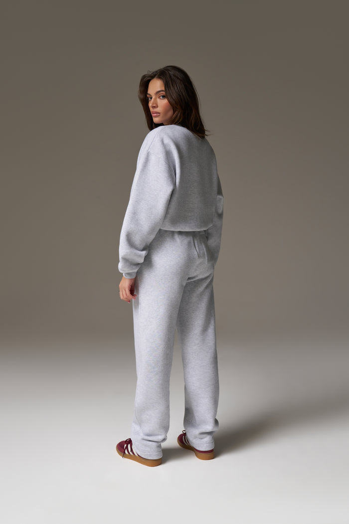 EMBROIDERED CREST RELAXED JOGGERS - GREY MARL