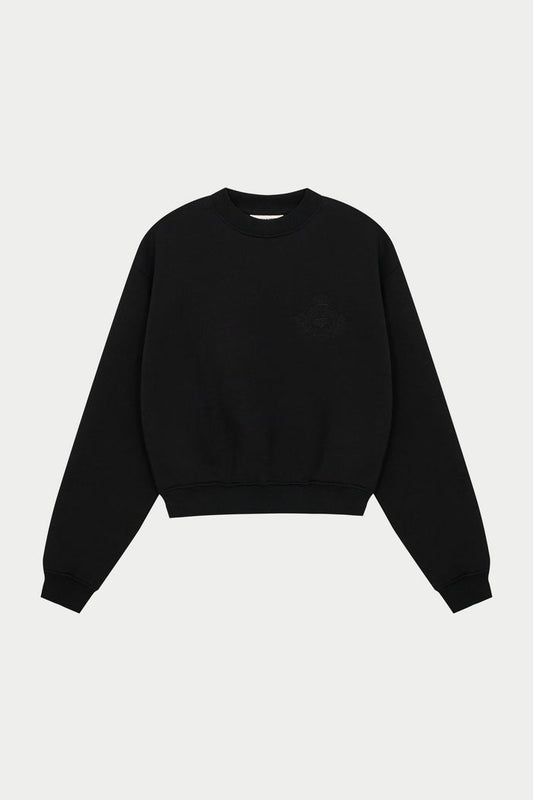EMBROIDERED CREST SWEATSHIRT - BLACK