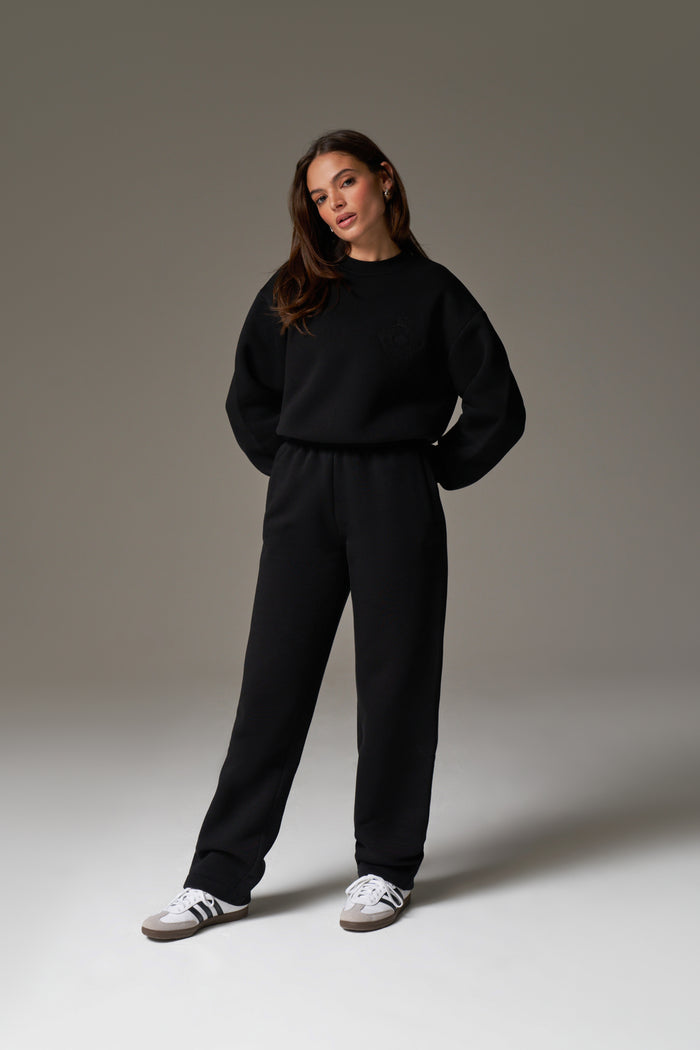 EMBROIDERED CREST SWEATSHIRT - BLACK