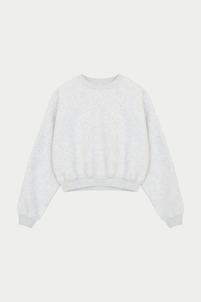 EMBROIDERED CREST SWEATSHIRT - GREY MARL