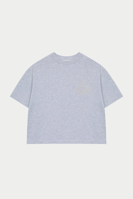 EMBROIDERED CREST T-SHIRT - GREY MARL