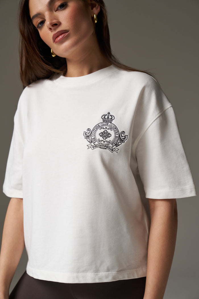 EMBROIDERED CREST T-SHIRT - OFF WHITE