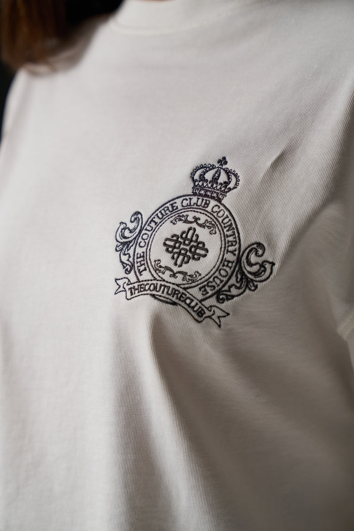 EMBROIDERED CREST T-SHIRT - OFF WHITE