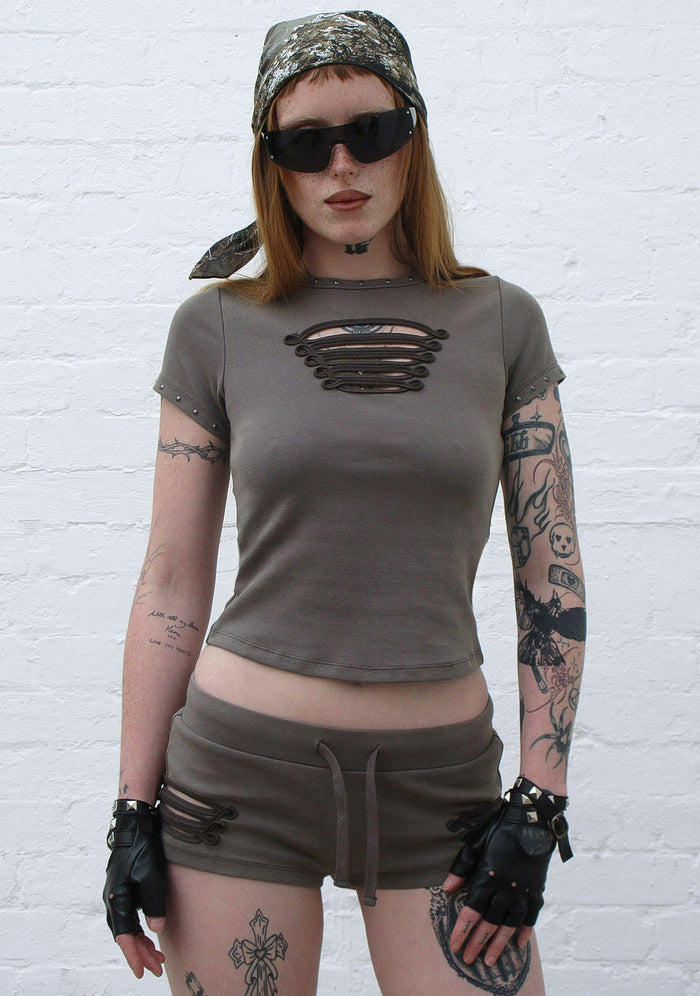 ENIGMA MILITARY SCULPT BABY TEE WASHED ARMY GREEN