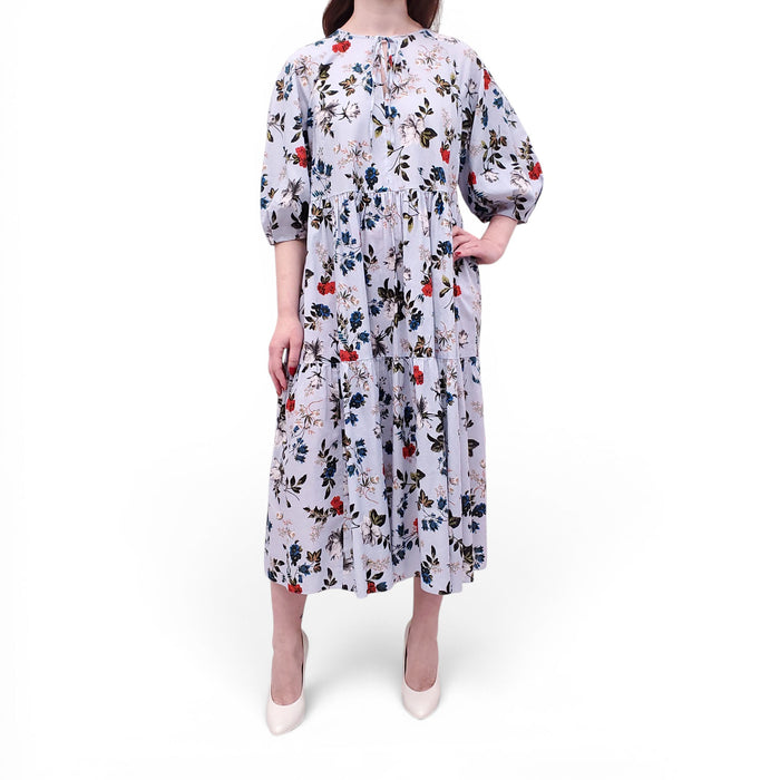 ERDEM SKY BLUE FLORAL DRESS - SIZE 12