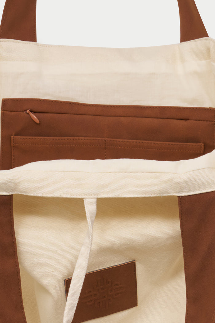 FAUX SUEDE STRAP TOTE BAG - TAN