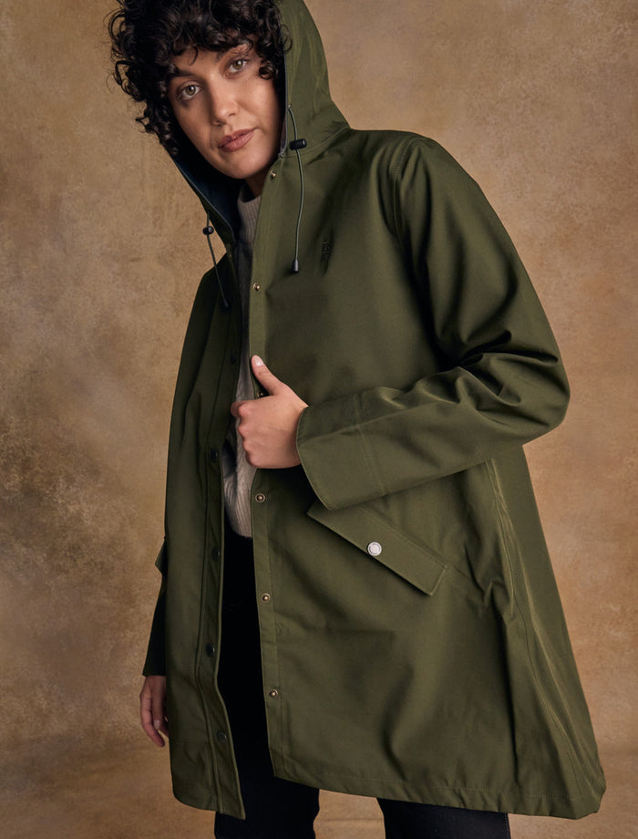 Fiadh Ladies Waterproof 3/4 Coat - Olive #color_olive