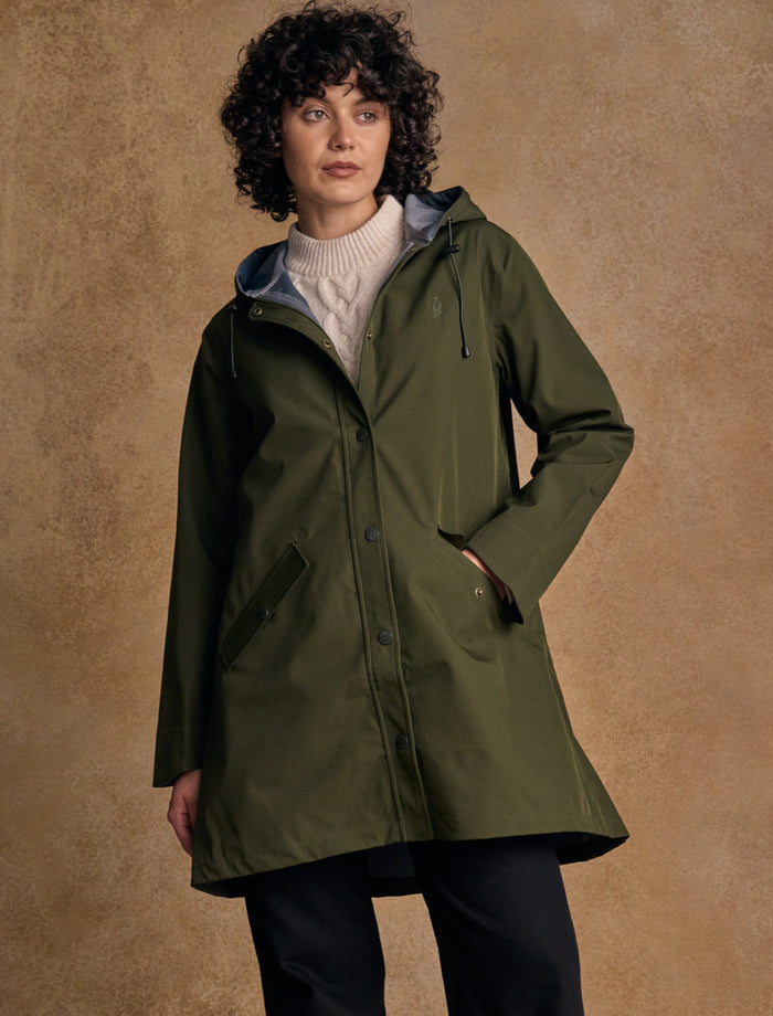 Fiadh Ladies Waterproof 3/4 Coat - Olive #color_olive