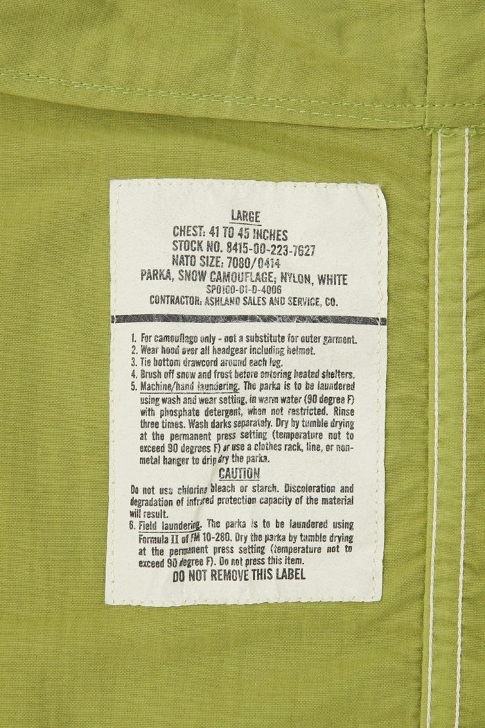 Fifth Over-Dyed Nylon Snow Fishtail JKT Lime Green