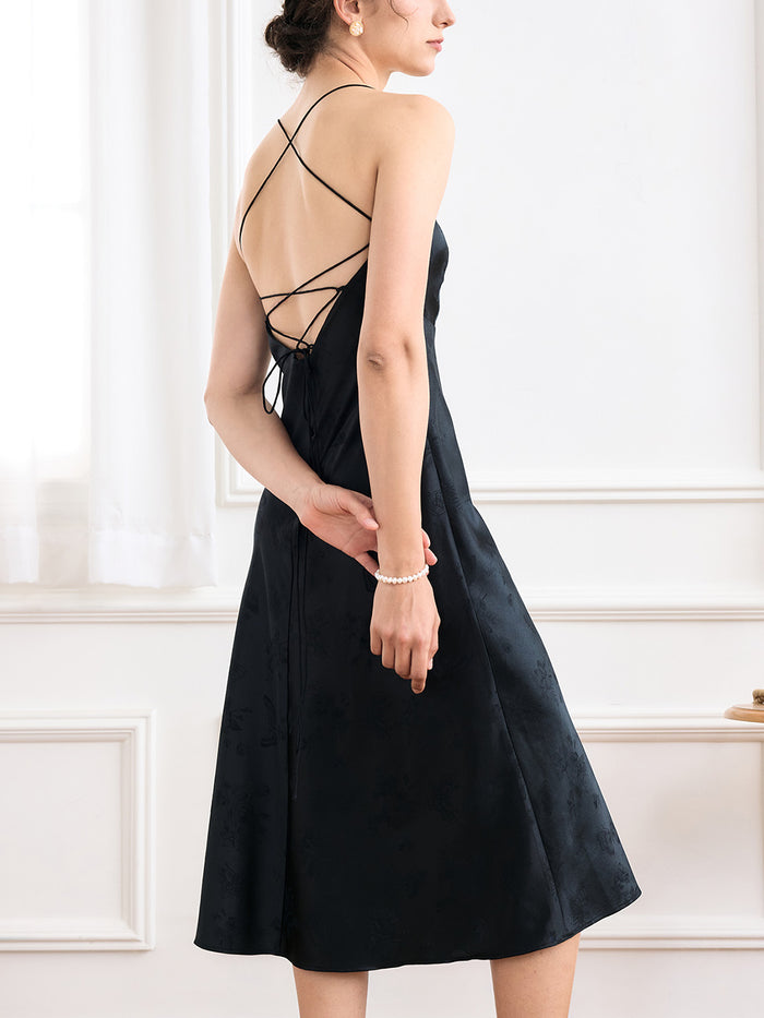 【Final Sale】Henley Butterfly Dark Pattern Sling Dress