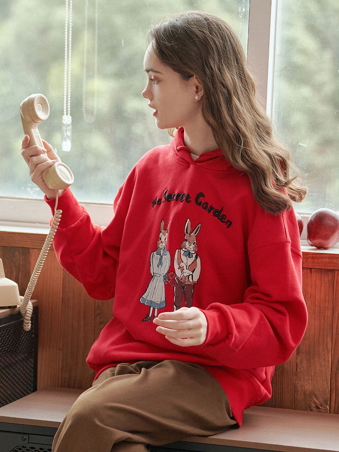 【Final Sale】Rabbit Embroidered 100% Cotton Hoodie